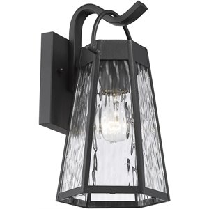CHLOE Alexa Industrial 1 Light Textured Black Outdoor Wall Sconce 12&quot Tall