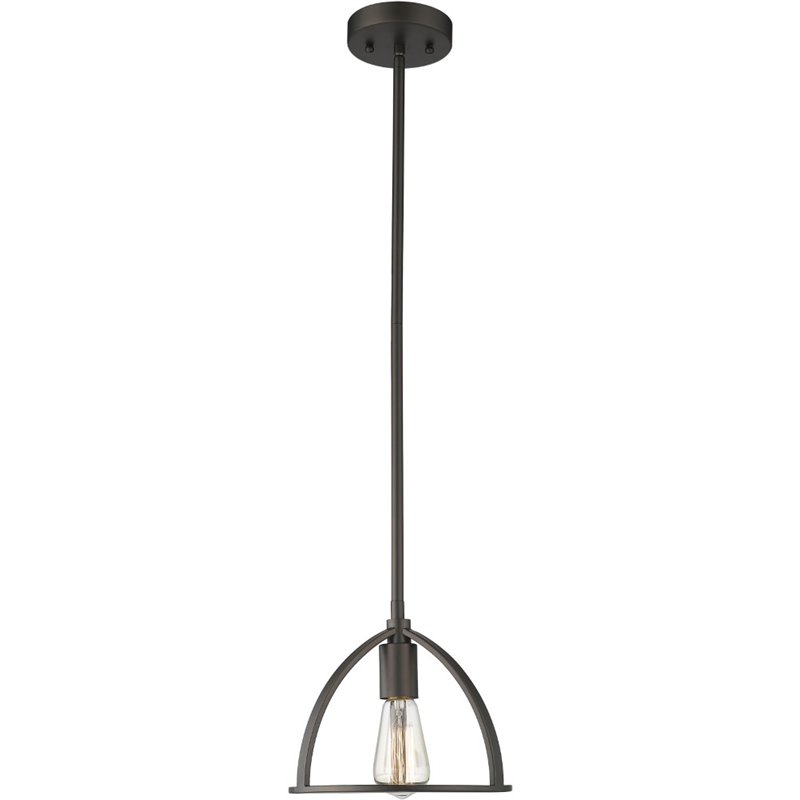 CHLOE Ironclad Industrial 1 Light Rubbed Bronze Mini Ceiling Pendant 9