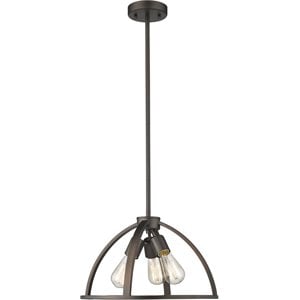 CHLOE Ironclad Industrial 3 Light Rubbed Bronze Ceiling Pendant 16&quot Wide