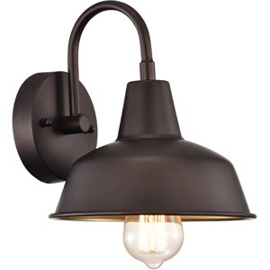 CHLOE Ironclad Industrial 1 Light Oil Rubbed Bronze Indoor Wall Sconce 9&quot Wide