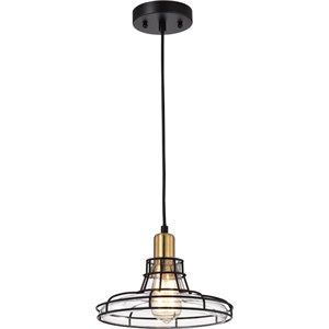 CHLOE Gianna 1 Light Black and Burnished Brass Mini Pendant Ceiling Fixture 10&quot