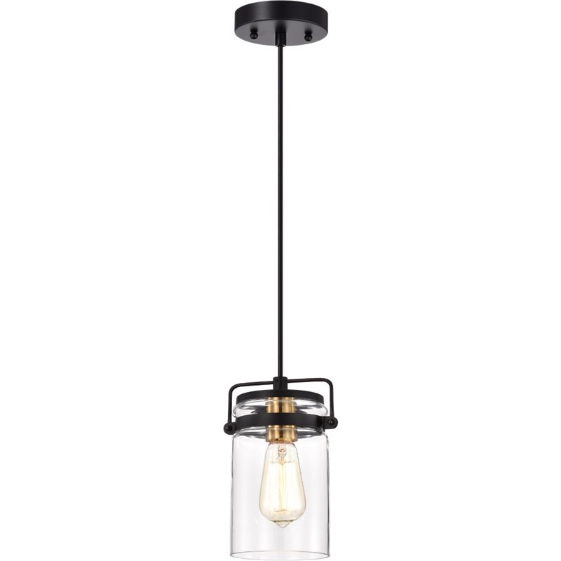 CHLOE 1 Light Textured Black Mini Pendant Ceiling Fixture 6