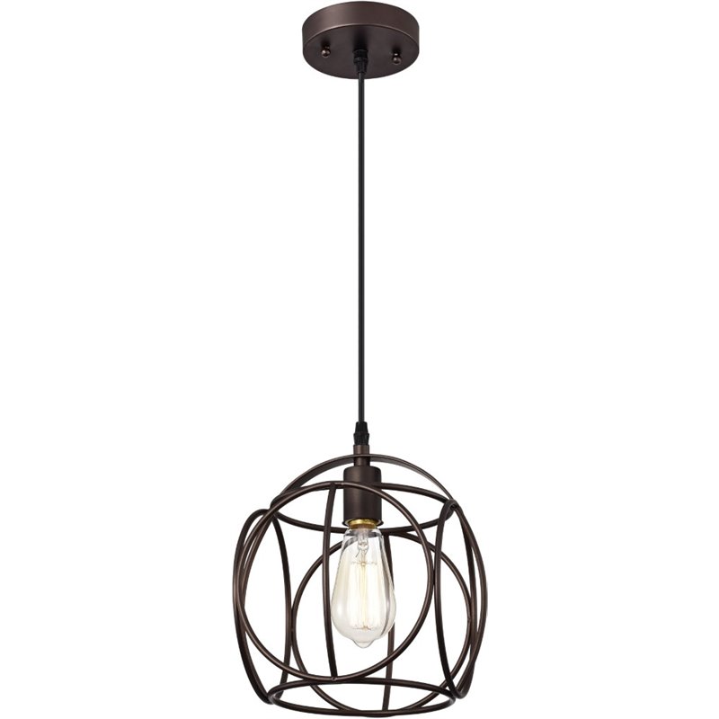 CHLOE Ironclad Industrial 1 Light Bronze Mini Pendant Ceiling Fixture 10