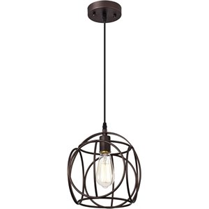CHLOE Ironclad Industrial 1 Light Bronze Mini Pendant Ceiling Fixture 10&quot