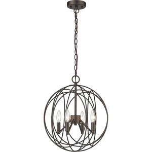 CHLOE Ella Farmhouse 4 Light Rubbed Bronze Ceiling Pendant 15.5&quot Wide