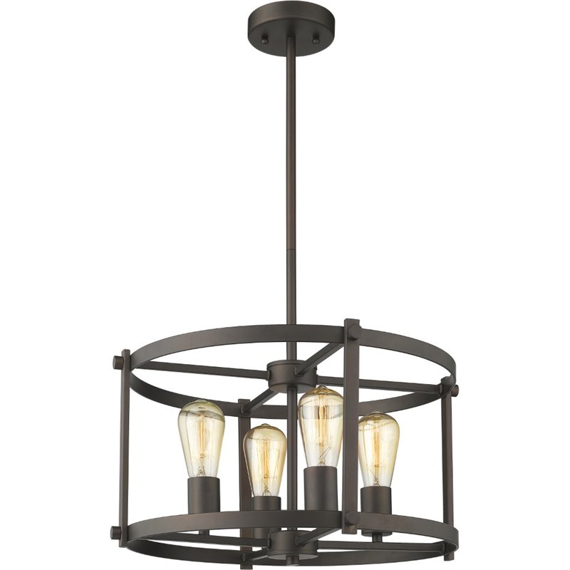CHLOE Ironclad Farmhouse 4 Light Rubbed Bronze Convertible Ceiling Pendant 17.5