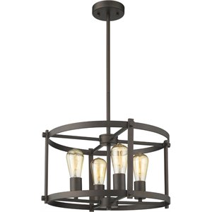 CHLOE Ironclad Farmhouse 4 Light Rubbed Bronze Convertible Ceiling Pendant 17.5&quot