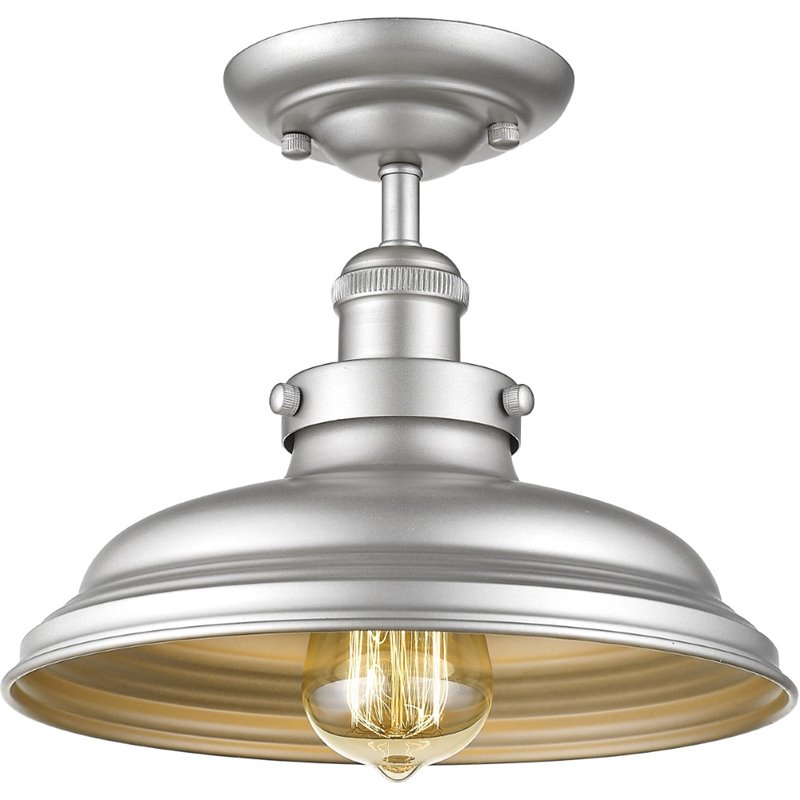 CHLOE Samuel Industrial 1 Light Silver Painted Semi-flush Ceiling Fixture 10