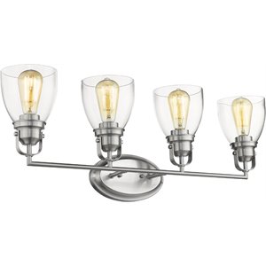 CHLOE Lily 4 Light Brushed Nickel Bath Vanity Light Clear Glass 31&quot Wide