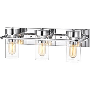 CHLOE Raelyn Contemporary 3 Light Chrome Bath Vanity Fixture 22&quot Width