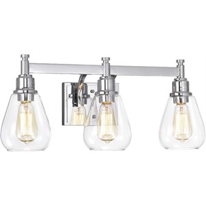 CHLOE Hudson Transitional 3 Light Chrome Bath Vanity Fixture 23&quot Wide
