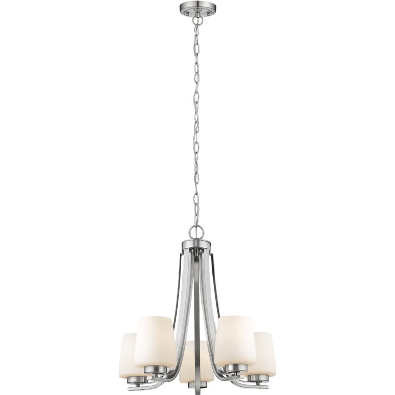 CHLOE Olivia Contemporary 5 Light Brushed Nickel Mini Chandelier 22