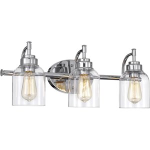 CHLOE Adair Transitional 3 Light Chrome Bath Vanity Fixture 24&quot Wide