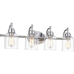 CHLOE Adair Transitional 4 Light Chrome Bath Vanity Fixture 30&quot Wide