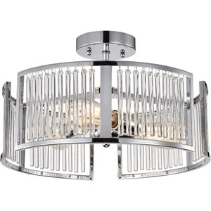CHLOE Frey Transitional 3 Light Chrome Semi-Flush Ceiling Fixture 16&quot Wide