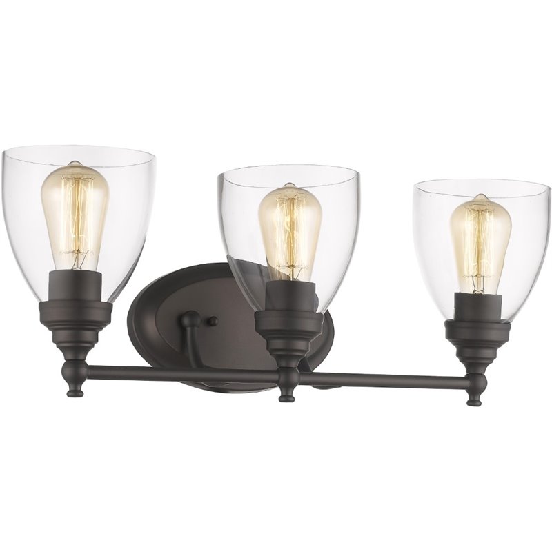 CHLOE Elissa 3 Light Rubbed Bronze Bath Vanity Light Clear Glass 23