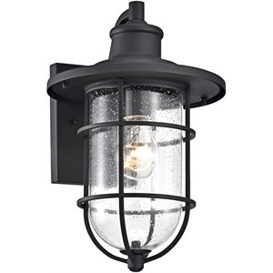 CHLOE Markus Transitional 1 Light Textured Black Outdoor Wall Sconce 14&quot Height