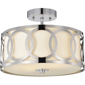 CHLOE Bronx Transitional 2 Light Chrome Semi-Flush Ceiling Fixture 13&quot Wide