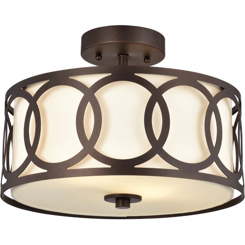 CHLOE Bronx 2 Light Oil Rubbed Bronze Semi-Flush Ceiling Fixture 13