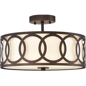 CHLOE Bronx 3 Light Oil Rubbed Bronze Semi-Flush Ceiling Fixture 15&quot Wide