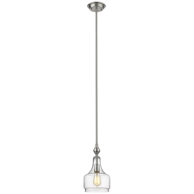 CHLOE Londyn Transitional 1 Light Brushed Nickel Ceiling Mini Pendant 8