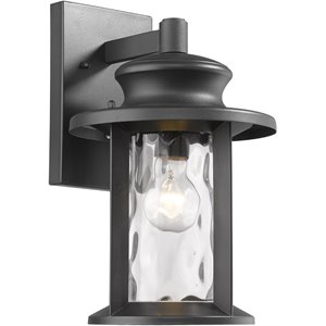 CHLOE Owen Transitional 1 Light Textured Black Outdoor Wall Sconce 14&quot Tall