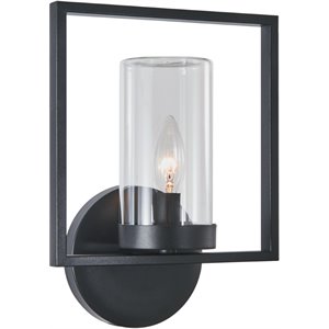 CHLOE Daniel 1 Light Textured Black Outdoor/Indoor Wall Sconce 13&quot Tall