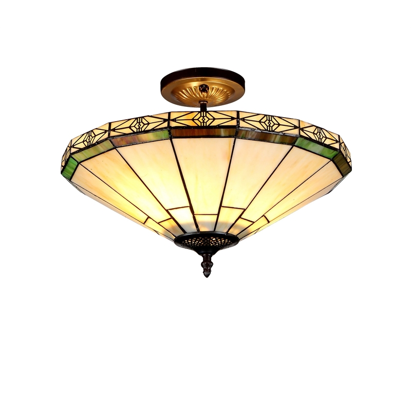 CHLOE Belle Tiffany-style 2 Light Mission Semi-flush Ceiling Fixture 16