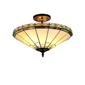 CHLOE Belle Tiffany-style 2 Light Mission Semi-flush Ceiling Fixture 16&quot Shade