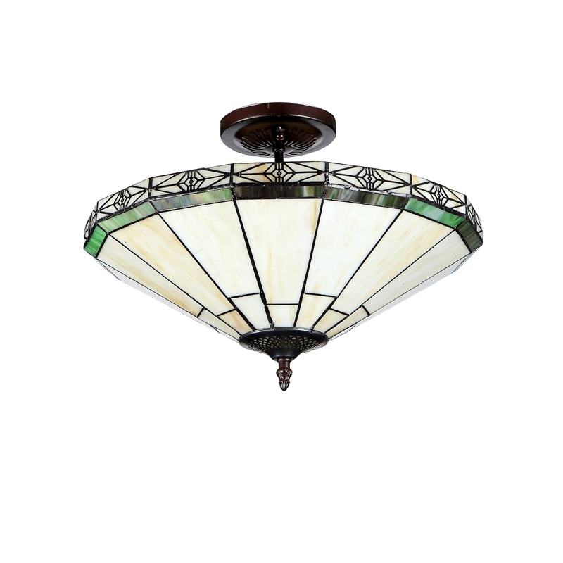 CHLOE Belle Tiffany-style 2 Light Mission Semi-flush Ceiling Fixture 16