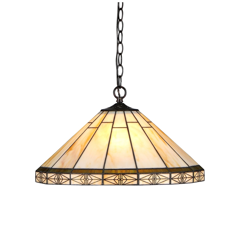 CHLOE Belle Tiffany-style 2 Light Mission Ceiling Pendant 18