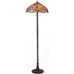 CHLOE Anisoptera Purity Tiffany-style 3 Light Dragonfly Floor Lamp 18&quot Shade