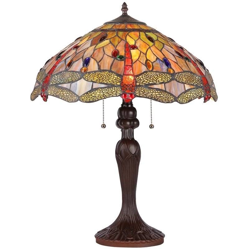 CHLOE Anisoptera Purity Tiffany-style 3 Light Dragonfly Table Lamp 18