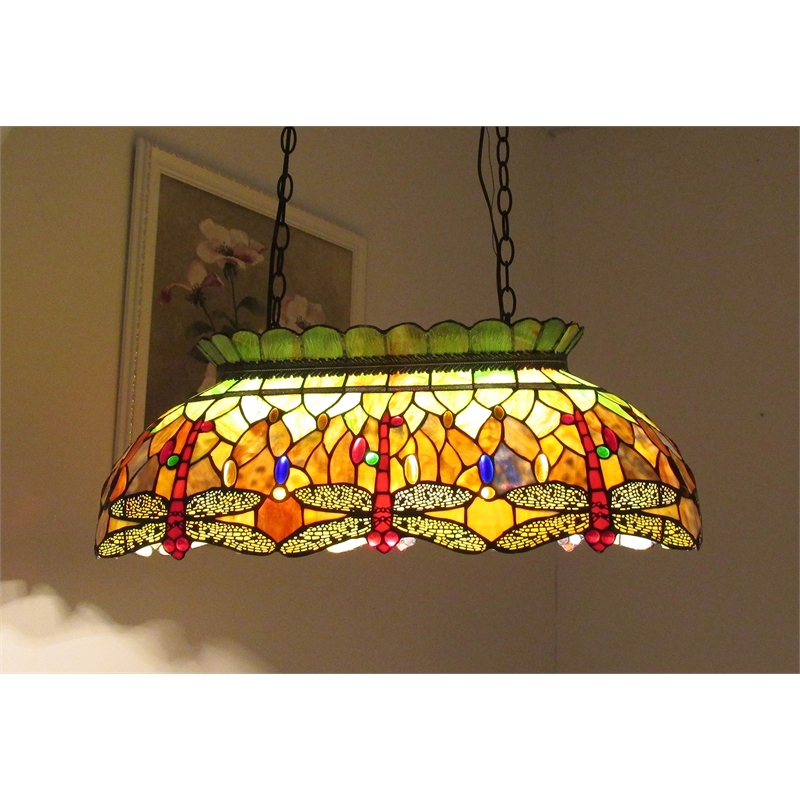 CHLOE Anisoptera Purity Tiffany-style Dragonfly 3 Light Island Pendant 28