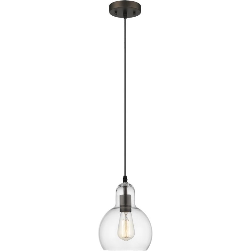 CHLOE Leilani Transitional 1 Light Rubbed Bronze Mini Ceiling Pendant 7.5