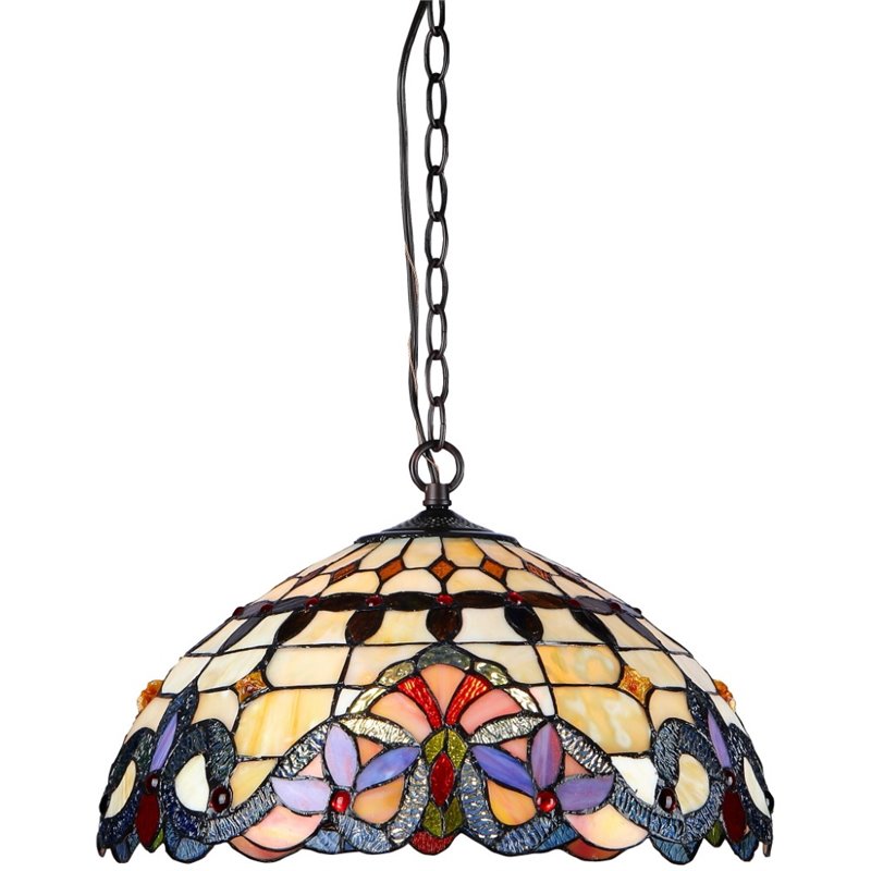 CHLOE Cooper Tiffany-style 2 Light Victorian Ceiling Pendant Fixture 18
