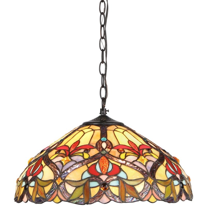 CHLOE Byron Tiffany-style 2 Light Victorian Ceiling Pendant Fixture 18