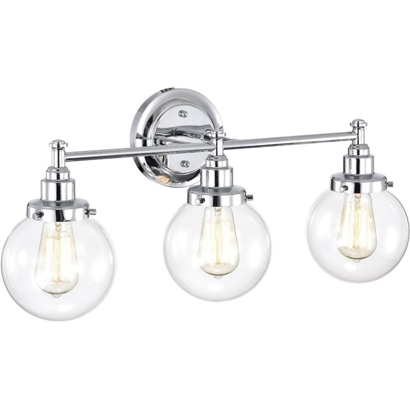 CHLOE Milo Transitional 3 Light Chrome Bath Vanity Fixture 24