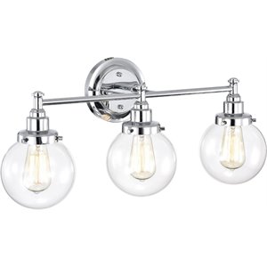 CHLOE Milo Transitional 3 Light Chrome Bath Vanity Fixture 24&quot Wide