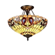 CHLOE Serenity Tiffany 2 Light Victorian Semi-flush Ceiling Fixture 16