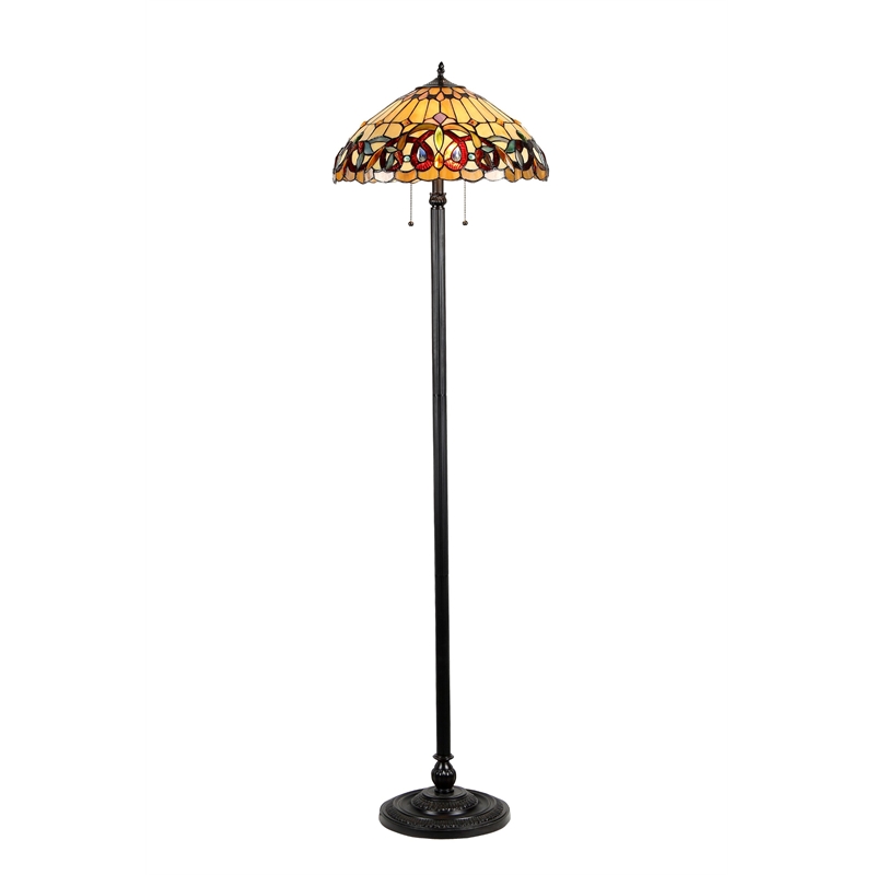 CHLOE Serenity Tiffany-style 2 Light Victorian Floor Lamp 18
