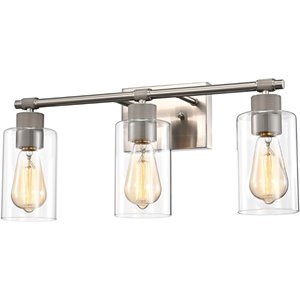 CHLOE Mercy Contemporary 3 Light Brushed Nickel Bath Vanity Fixture 22&quot Width