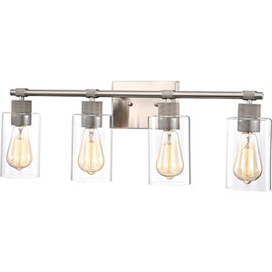 CHLOE Mercy Contemporary 4 Light Brushed Nickel Bath Vanity Fixture 27&quot Width
