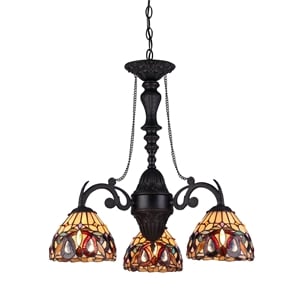 CHLOE Serenity Tiffany-style 3 Light Victorian Mini Chandelier 20.5&quot Wide