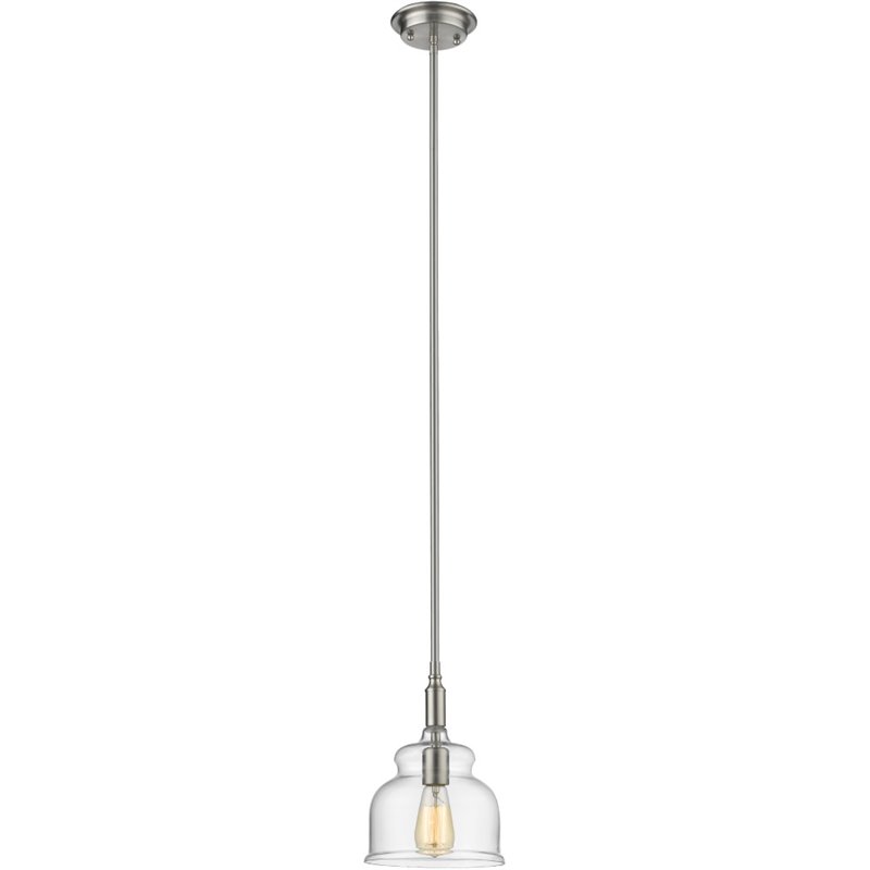 CHLOE Zoe Transitional 1 Light Brushed Nickel Ceiling Mini Pendant 8
