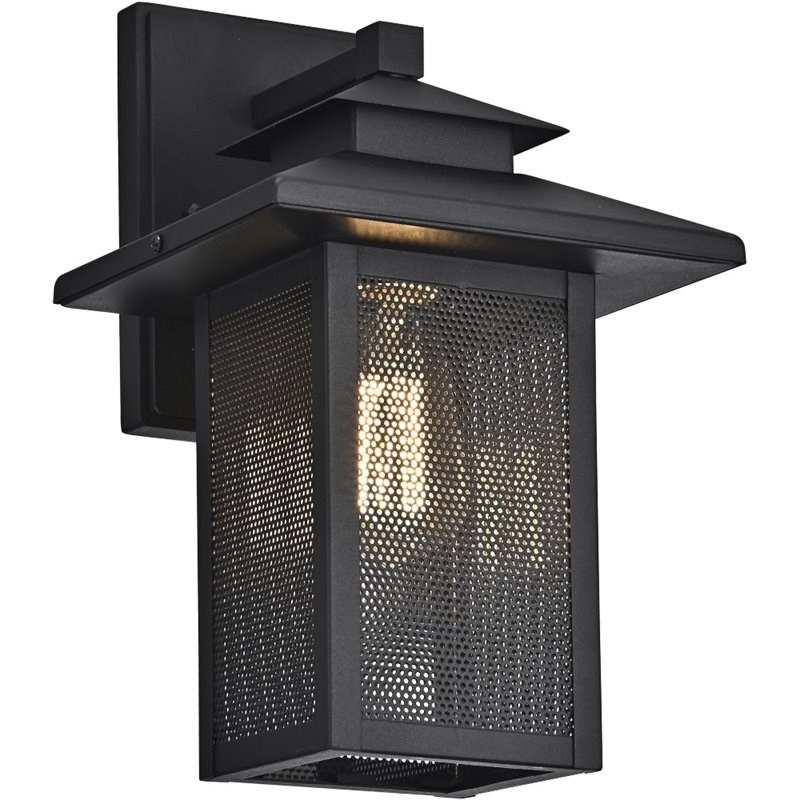 CHLOE Ironclad 1 Light Textured Black Outdoor Wall Sconce 13