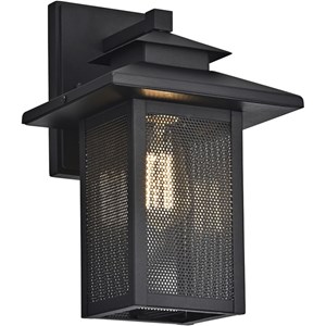 CHLOE Ironclad 1 Light Textured Black Outdoor Wall Sconce 13&quot Height