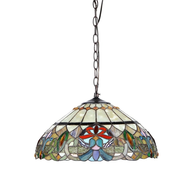 CHLOE Hester Tiffany-style 2 Light Victorian Ceiling Pendant Fixture 18