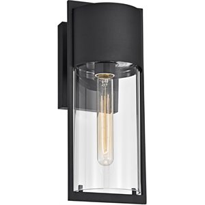 CHLOE Tyler Transitional 1 Light Textured Black Outdoor Wall Sconce 14&quot Height