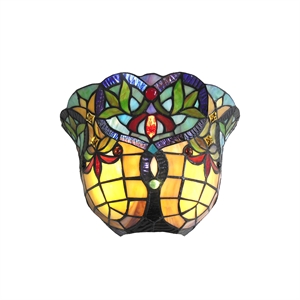 CHLOE Bertram Tiffany-style 1 Light Victorian Indoor Wall Sconce 12&quot Shade